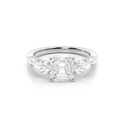 Hidden Halo Trilogy Asscher Diamond Engagement Ring