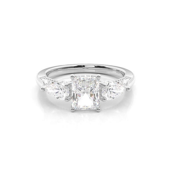 Hidden Halo Trilogy Radiant Diamond Engagement Ring