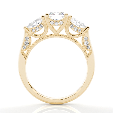 Trilogie Verlobungsring mit Radiant Diamant und verstecktem Halo