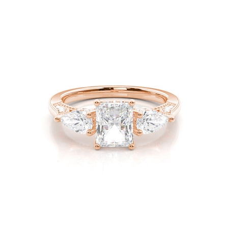 Radiant Rose Gold 3 Stone Diamond Rings