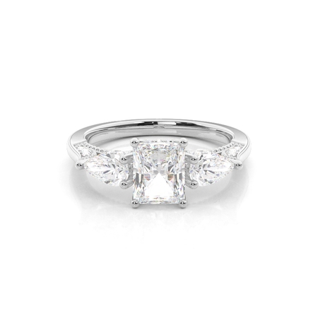 Hidden Halo Trilogy Radiant Diamond Engagement Ring
