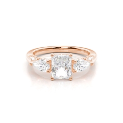 Hidden Halo Trilogy Radiant Diamond Engagement Ring