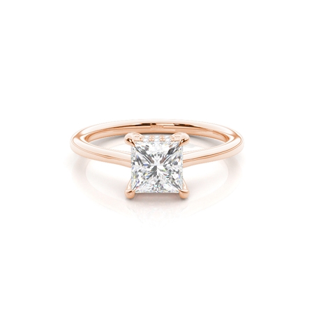 Layered Hidden Halo Diamond Accent Engagement Ring
