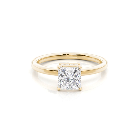 Layered Hidden Halo Diamond Accent Engagement Ring