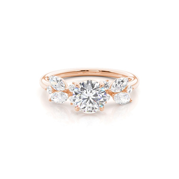 Floral Diamond Accent Engagement Ring