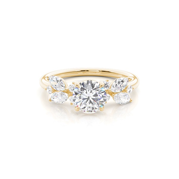 Floral Diamond Accent Engagement Ring