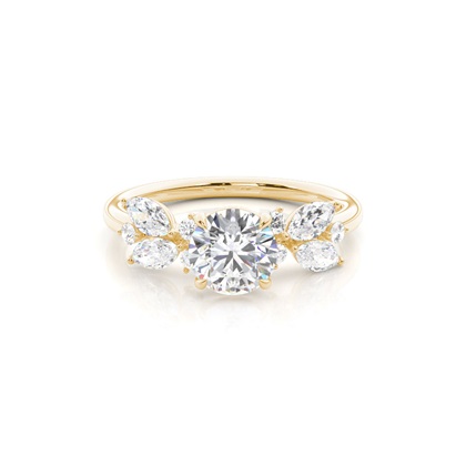 Floral Diamond Accent Engagement Ring