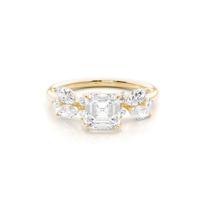 Asscher Side Stone Diamond Rings
