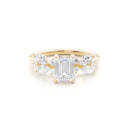 Emerald Side Stone Diamond Rings
