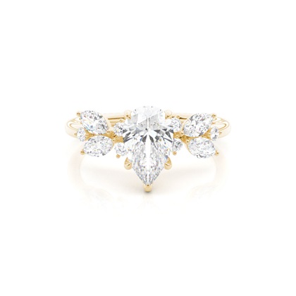 Floral Diamond Accent Engagement Ring