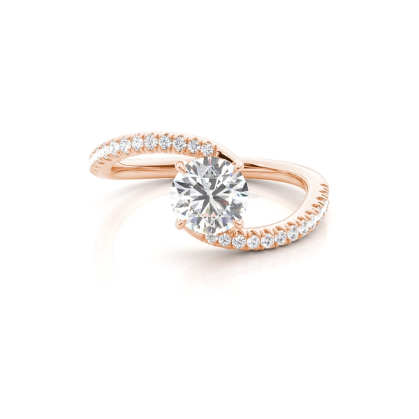 Bypass Shank Diamond Engagement Ring with Pavé Accents