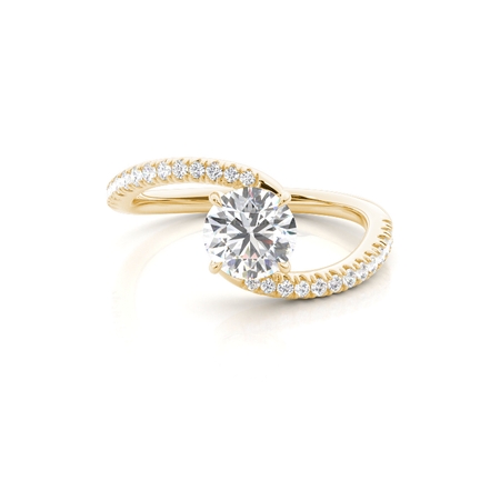 Bypass Shank Diamond Engagement Ring with Pavé Accents