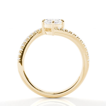 Bypass Shank Diamond Engagement Ring with Pavé Accents