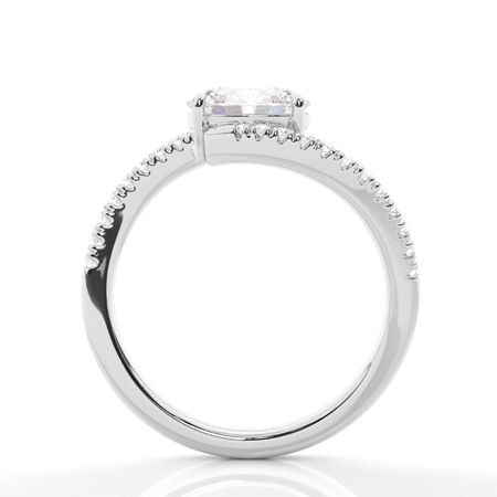 East-West Bypass Shank Diamond Engagement Ring with Pavé Accents