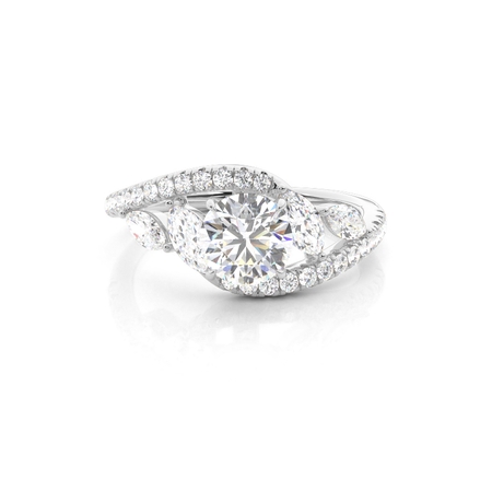 Bypass Shank Diamond Engagement Ring
