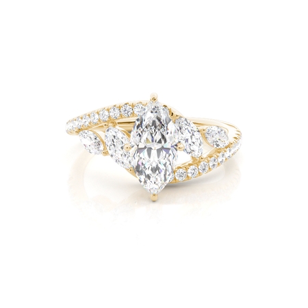 Marquise Yellow Gold 5 Stone Diamond Rings