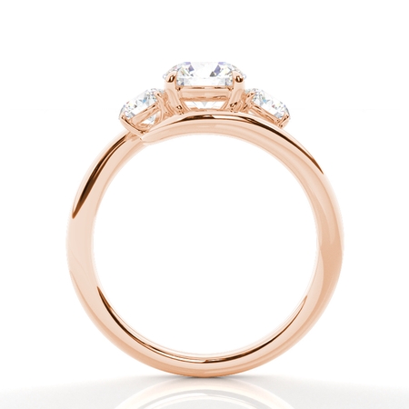 Verlobungsring mit drei runden Diamanten und geschwungener Ringschiene