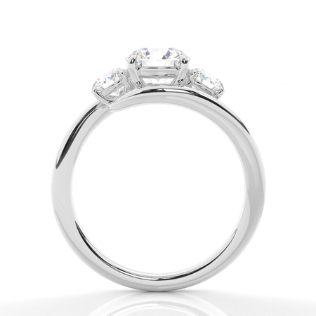 Verlobungsring mit drei runden Diamanten und geschwungener Ringschiene