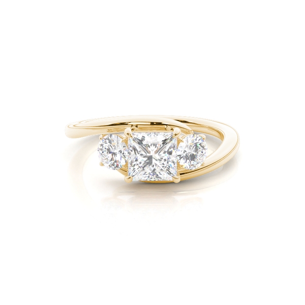 Trilogy Princess Diamond Engagement Ring with Bypass Shank