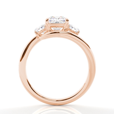 Trilogie Verlobungsring mit Prinzessin-Diamanten und Bypass-Schiene