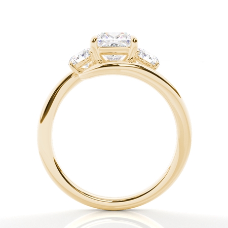 Trilogie Verlobungsring mit Prinzessin-Diamanten und Bypass-Schiene