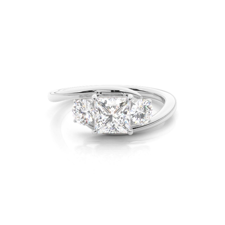 Princess Platinum Diamond Rings Three Stone