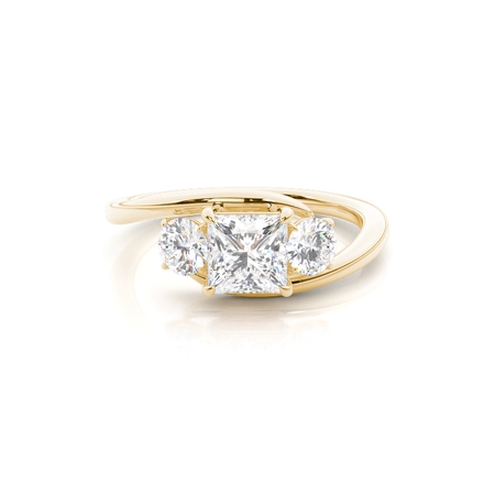 Princess Yellow Gold Diamond Rings Three Stone