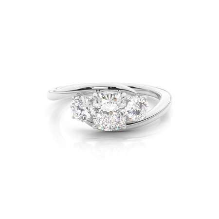 Cushion White Gold 3 Stone Diamond Rings
