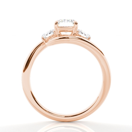 Trilogie Verlobungsring mit Smaragd-Diamanten und Bypass-Schiene