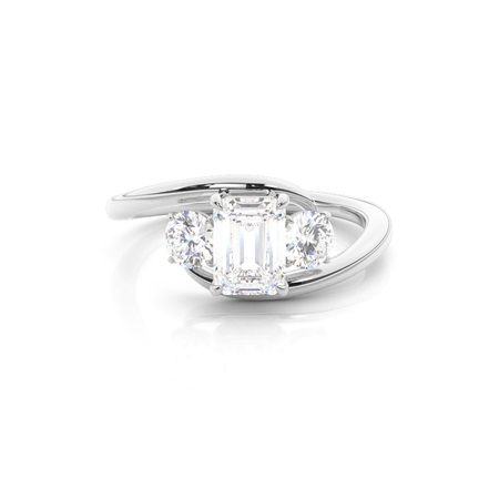 Emerald White Gold Diamond Rings Three Stone