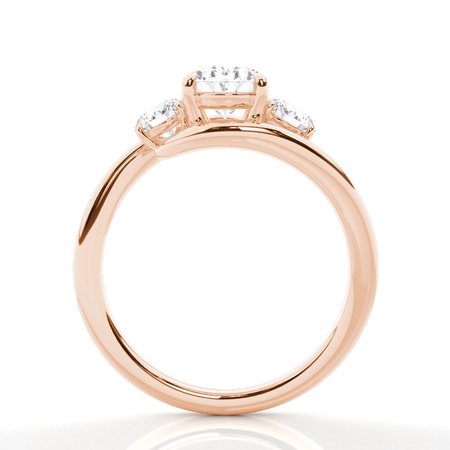 Trilogie Verlobungsring mit Oval-Diamanten und Bypass-Schiene