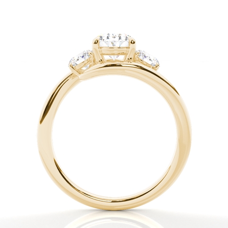Trilogie Verlobungsring mit Oval-Diamanten und Bypass-Schiene