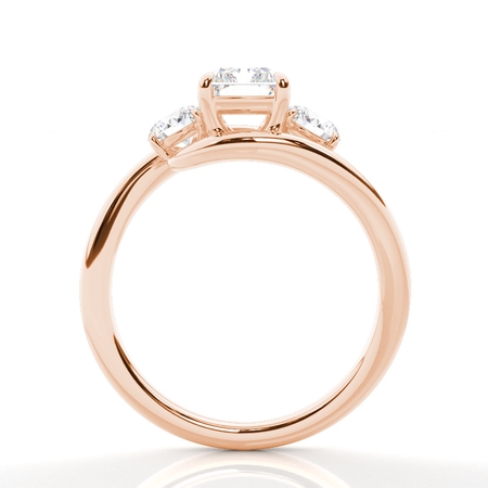Trilogie Verlobungsring mit Radiant-Diamanten und Bypass-Schiene