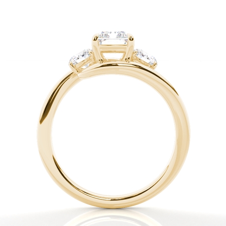 Trilogie Verlobungsring mit Radiant-Diamanten und Bypass-Schiene