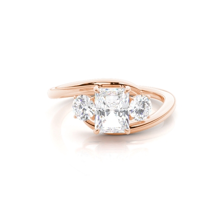 Radiant Rose Gold 3 Stone Diamond Rings