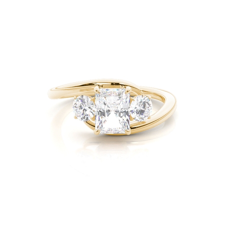 Trilogy Radiant Diamond Engagement Ring with Bypass Shank