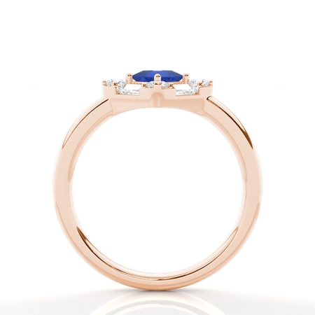 Mosaik-Ring mit Diamanten in verschiedenen Schliffformen und blauen Saphiren