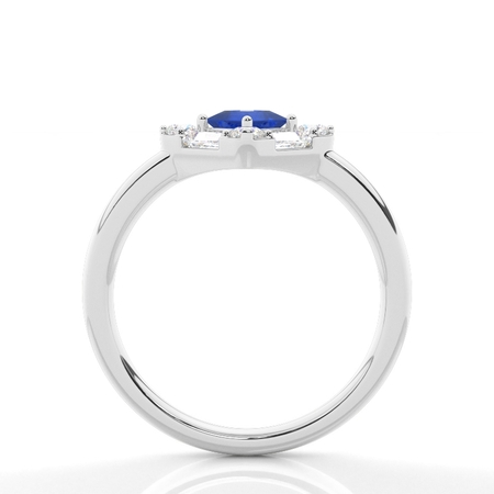 Mosaik-Ring mit Diamanten in verschiedenen Schliffformen und blauen Saphiren