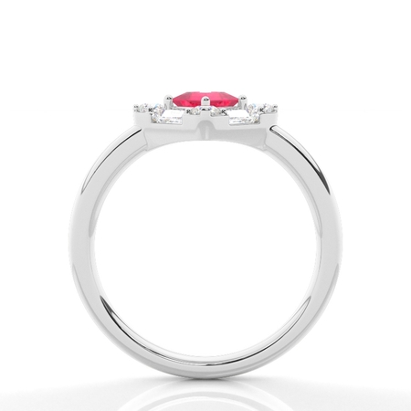 Mosaik-Ring mit Diamanten in verschiedenen Schliffformen und Rubinen