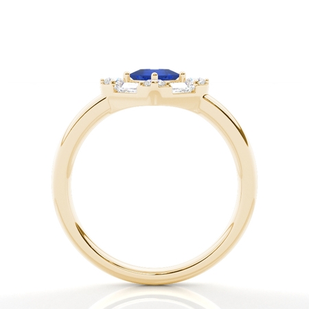 Mosaik-Ring mit Diamanten in verschiedenen Schliffformen und blauen Saphiren