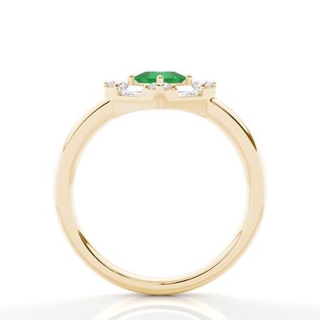 Mosaik-Ring mit Diamanten in verschiedenen Schliffformen und Smaragden