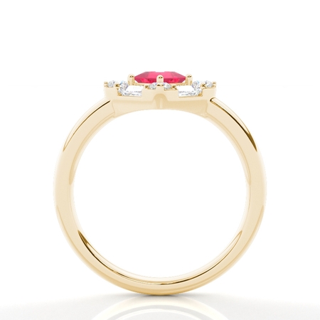 Mosaik-Ring mit Diamanten in verschiedenen Schliffformen und Rubinen