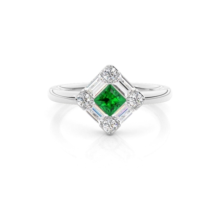 Mosaik-Ring mit Diamanten in verschiedenen Schliffformen und Smaragden