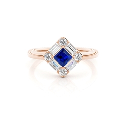 Mosaic Multi Shaped Diamond and Blue Sapphire Cluster Ring
