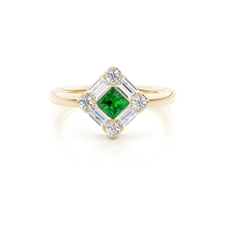 Mosaic Multi Shaped Diamond and Emerald Cluster Ring
