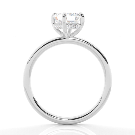 Diagonal Set Hidden Halo Diamond Engagement Ring
