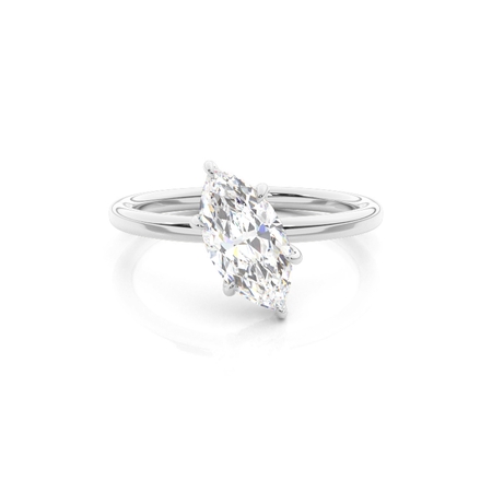 Diagonal Set Hidden Halo Diamond Engagement Ring