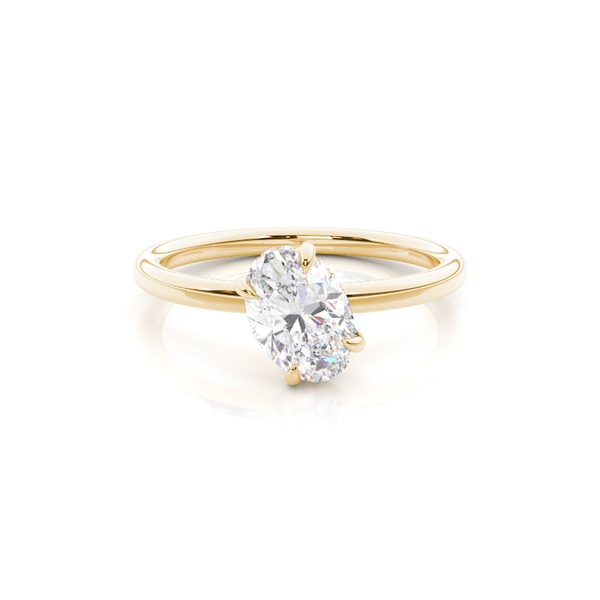 Diagonal Set Hidden Halo Diamond Engagement Ring