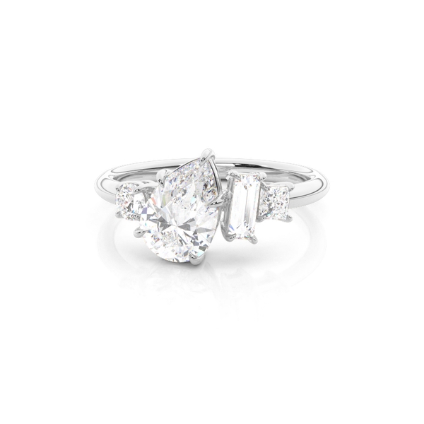 Diagonal Set Diamond Engagement Ring