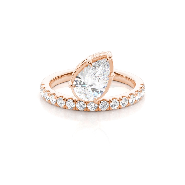 Diagonal Bezel Set Diamond Engagement Ring